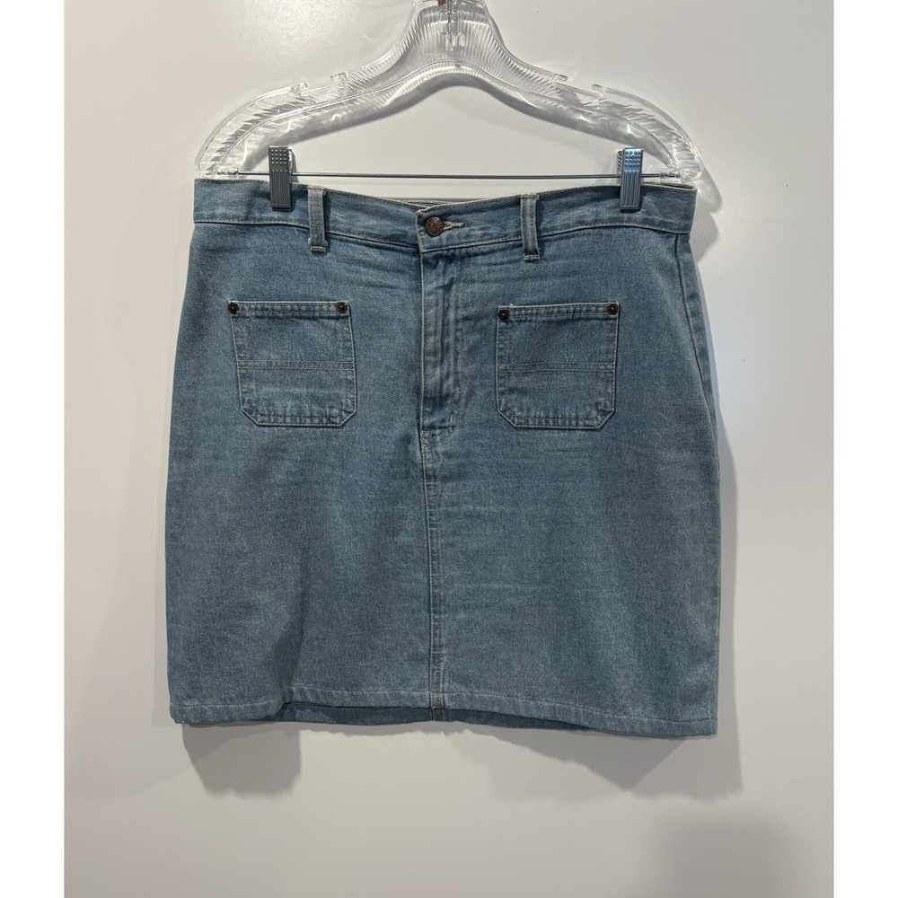Vintage Bill Blass Jeans Vintage Denim Mini Skirt Light Wash Pockets Size 10
